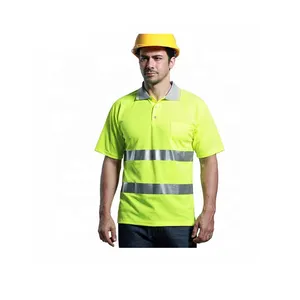 Camiseta de construcción de trabajo de seguridad de Color naranja con bolsillos