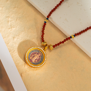 GIVELUCK, collar de latón con abalorio para mujer a la moda con colgante de camafeo personalizado, pulsera con cuentas y circón para ocasiones de regalo - Product Image 4