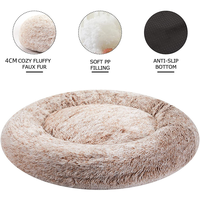 Petit Moyen Grand Coussin Douce en Fausse Fourrure Chats Animaux de Compagnie Lits Anti-Anxiété Calmants Fond Antidérapant Lits en Peluche Solide pour Chiens