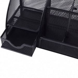 Organizador de Escritorio de Metal Negro con 6 Compartimentos, Organizador de Suministros de Oficina, Organizador de Papelería de Metal, Organizador de Escritorio de Malla - Product Image 3