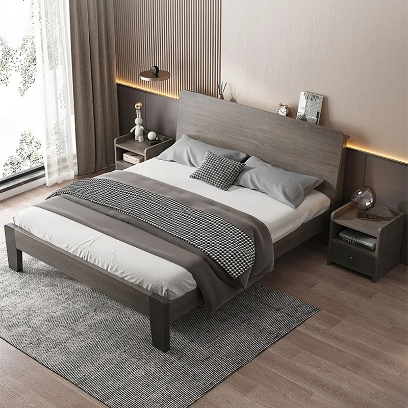 Ensemble de meubles de chambre à coucher en bois de pin de Style moderne, lit en panneaux MDF