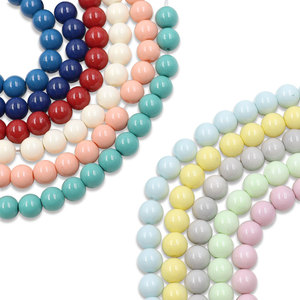 Cuentas de Vidrio Redondas de 8/10 mm, Color Pastel, con Acabado Brillante, Tipo Laca Neón, con Orificio Continuo, para Joyería de Verano, Manualidades - Product Image 6