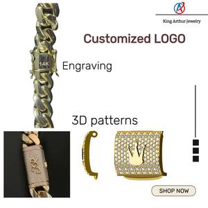 Chaîne et Bracelet Hip Hop Cubain 14K <span class=keywords><strong>en</strong></span> Laiton Plaqué <span class=keywords><strong>Or</strong></span> de Luxe, Chaînes Miami Cuban Link Massives et Robustes pour Hommes - Product Image 6