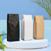 Sac d'emballage en papier d'aluminium de qualité alimentaire 8oz 250g, sachet à fond plat avec valve et fermeture éclair