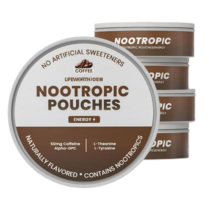 Bolsitas de Cafeína Nootrópica Lifeworth |   20 Sobres Energéticos con Melena de León, Alfa-GPC, Vitamina B6 y B12, L-Teanina - Product Image 1