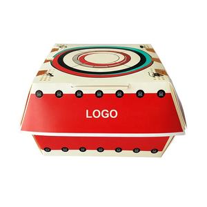 Embalaje de hamburguesas Contenedor de alimentos Tapa con bisagras Caja de papel para hamburguesas Logotipo personalizado Impreso Cartón blanco Clamshell Cajas de papel para hamburguesas - Product Image 1