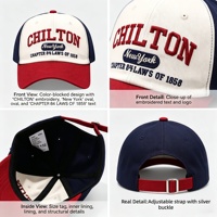 Gorra de Béisbol Bordada con Bloques Tricolor de Moda al por Mayor Chilton New York, Sombrero Casual para el Sol, Gorras de Papá para Todas las Estaciones