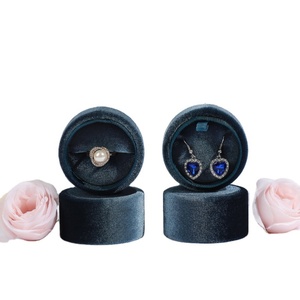 Wholesale <b>pink</b> Velvet Jewelry <b>Box</b> Packaging Round Jewelry Velvet <b>Box</b> Ring Pendant case Necklace Jewelry <b>Gift</b> <b>Box</b> with Ribbon - Product Image 3