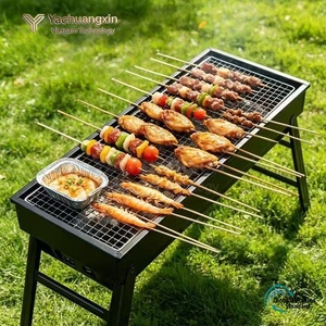 Barbecue au charbon de bois pliable en métal, type long, pour le camping en plein air - Product Image 2