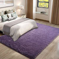 Tapis de luxe en peluche à poils longs, géométrique, moderne, couleur unie, grand tapis de sol en polyester de qualité supérieure pour chambre, chambre d'enfant, hôtel