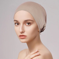 Hijab carré uni en viscose pour femme avec cordon de serrage extensible - Toutes saisons