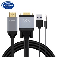 Adaptateur VGA vers HDMI alimenté par USB, synchronisation audio et vidéo sans perte HD, Plug and Play, 1,8 m, pour le bureau, les réunions, le théâtre, les jeux, la diffusion d'écran