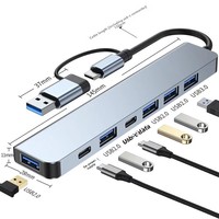 Station d'accueil 8-en-1 USB3.0 Lecteur de cartes TF/SD Hub double tête Type-C Certifié ROHS pour PC/Ordinateur portable