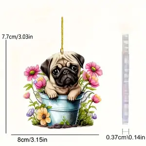 [ 2D Acrylic Pendant ] Cute Puppy Pendant Used To Decorate Your Backpack Or Keychain As A Gift For Car Interior Accessories