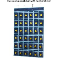 Organizador Colgante de 36 Bolsillos, Azul, para Puerta o Pared, Organizador de Aula, Porta Celulares y Calculadoras