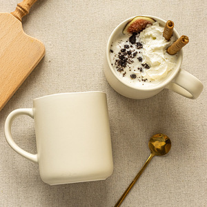 Wholesale Irregular Mouth <b>Ceramic</b> Coffee <b>Cup</b> Matte Beige Mugs Custom Mugs for Laser Engraving - Product Image 4