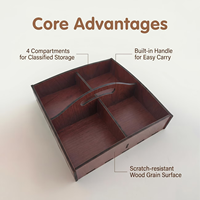 Nampan Kayu Persegi Panjang Multi-Grid 4-Slot Penyimpanan Perhiasan Kantor & Rumah Desain Vintage Rustic