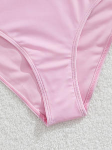 2026 Set Bikini Bandeau 2 potong warna polos merah muda menawan baru lengan panjang untuk wanita pakaian renang pantai pakaian liburan bunga 3D - Product Image 5