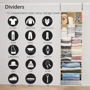 Organisateur de placard suspendu minimaliste avec 12 compartiments, rangement multifonctionnel pour vêtements, organisateur de garde-robe - Product Image 2