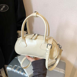 Sac à bandoulière rétro en cuir PU ciré, luxe décontracté, double poignée, fermeture éclair, sac à main pour femme - Product Image 1