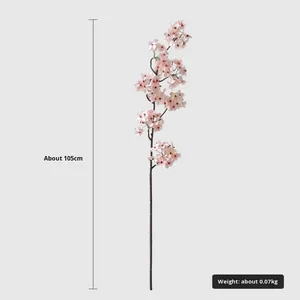Branches artificielles de fleurs de cerisier blanches à longues tiges 105 cm, nouveau style minimaliste chinois pour la décoration de mariage et l'ornementation de la maison - Product Image 4