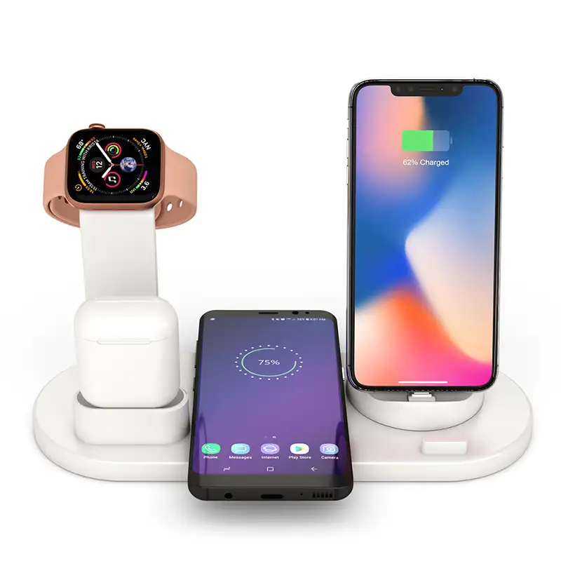 Productos calientes reloj de 2020 auricular del teléfono móvil estación de acoplamiento Universal Desktop 3 en 1 cargador USB inalámbrico