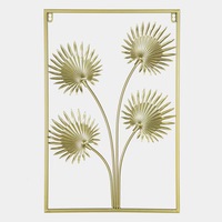 Décoration murale en métal doré, 24 "X 16" Décoration murale en feuille d'or avec cadre Sculpture murale d'art en métal doré