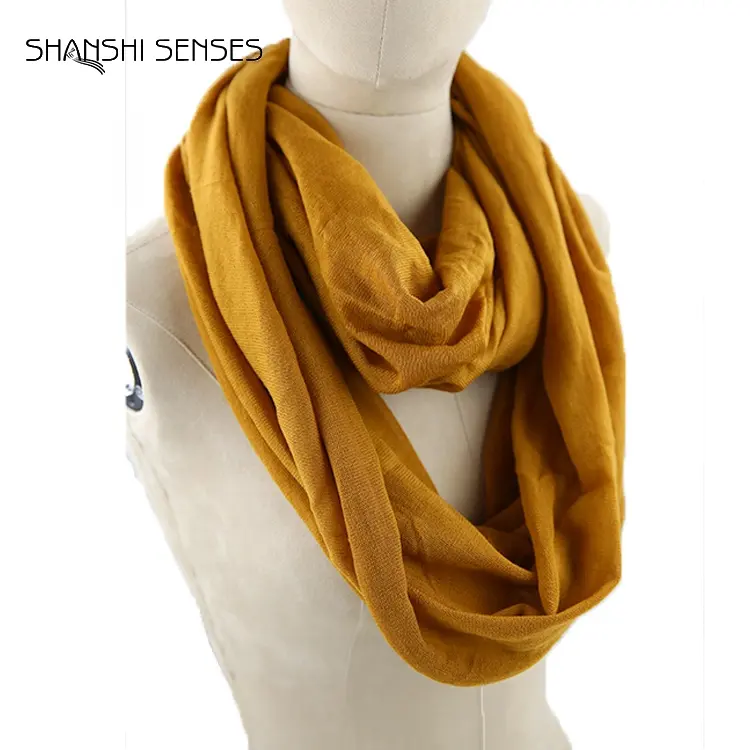 Ladies knitted snood circle scarves winter solid acrylic infinity scarf