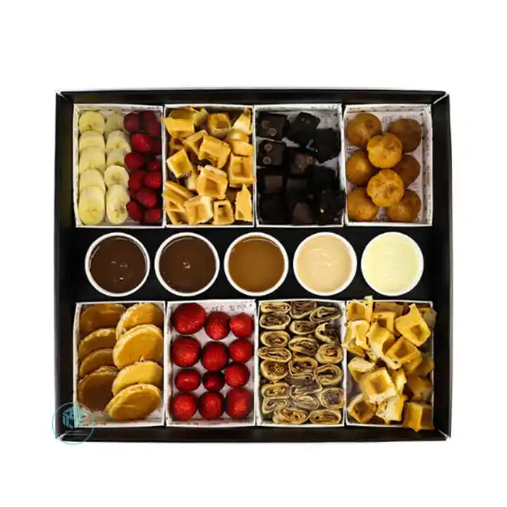 Umwelt freundliche Keks platte Dessert Snack Schokolade Picknick Dessert Box Catering Verpackungs boxen mit Trenn platte