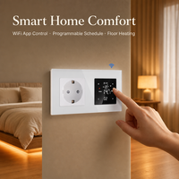 Thermostat WiFi à écran tactile avec affichage de l'heure et du jour, avec prise EU pour montage mural, panneau en verre trempé, taille 86*157mm