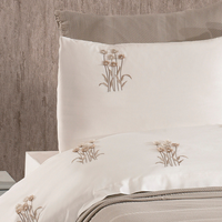 Parure de lit Amara 7 pièces personnalisable en coton mélangé tricoté style européen, avec housse de couette et couvre-lit, protection anti-acariens, aspect vison