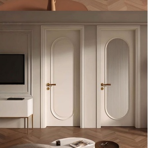Puertas Interiores de Madera Maciza Lacada en Negro y Beige, Estilo Francés, Silenciosas, para Uso en Hospitales, Apartamentos, Hoteles y Villas - Product Image 3