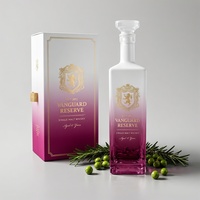 Bouteille carrée haute de 800 ml en verre super flint avec logo couleur personnalisé et boîte d'emballage, vide, pour spiritueux, liqueur, whisky, vente en gros, directement de l'usine