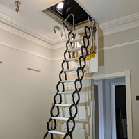 Échelle extensible intérieure en acier semi-automatique Escalier de grenier pour villas Duplexes Escalier télescopique pliant invisible