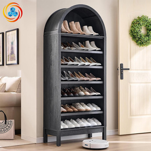 Meuble à chaussures autoportant à toit arqué, organisateur de chaussures à 7 niveaux à étagères ouvertes pour entrée (disponible en plusieurs finitions) - Product Image 2