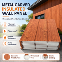 Panneau sandwich en PU à design moderne, métal sculpté, pour revêtement mural extérieur isolant, idéal pour les chambres froides, entrepôts et murs intérieurs de villas