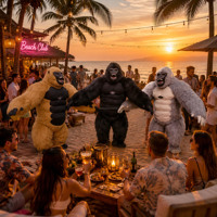 Disfraz de Hombre Lobo Feroz LiqVis, Diseño Realista con Pelaje, Ropa Brillante para Discotecas, Casas Encantadas y Publicidad