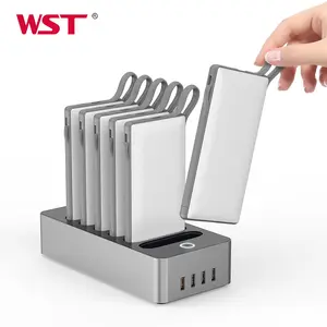 Wst resaturant Powerbank trạm 6in1 công cộng 10000mAh ngân hàng điện Trạm Sạc cho điện thoại di động Powerbank