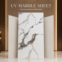 Panneau mural décoratif en PVC MORLENX, feuille de marbre UV blanc, gris et or, pour salon et intérieur commercial