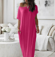Robe d'été décontractée élégante à manches courtes, asymétrique, avec poche, pour femme, grande taille, style maxi