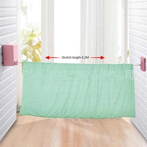 Sèche-<span class=keywords><strong>linge</strong></span> rétractable en acier inoxydable de 4,2 m pour intérieur et extérieur, à suspendre au mur, extensible, pour laver les vêtements, ligne de séchage rétractable - Product Image 4