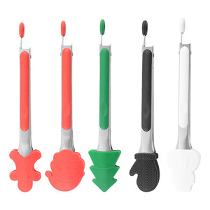 Série de Noël créative : Mini pinces alimentaires en silicone avec poignée en acier inoxydable, durables, compatibles lave-vaisselle et micro-ondes, à ressort - Product Image 5