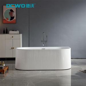 All'ingrosso semplice acrilico Freestanding vasca idromassaggio per hotel moderna vasca da bagno interna bianca con straripamento resina & scolapiatti - Product Image 4