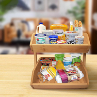 Panier de rangement empilable en bambou à 2 niveaux, grande capacité pour légumes, fruits et collations