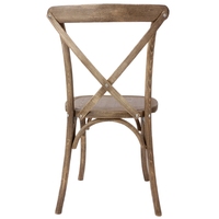 Chaise empilable Sunzo moderne et durable en bois à dossier croisé, toutes couleurs, avec coussins, pour restaurant extérieur, mariage, banquet, mobilier de salle à manger