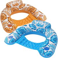 Ensemble de 2 chaises flottantes gonflables à imprimé feuilles tropicales - Chaises longues pour adultes avec porte-gobelets