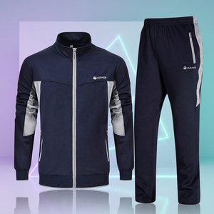 Ensemble de survêtement pour homme Speets, fermeture éclair intégrale, couleur unie, sportif, jogging, avec poches latérales, coupe classique, pour l'automne - Product Image 1
