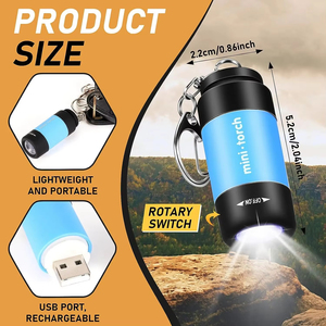 Mini lampe torche de poche en gros, lumière de porte-clés USB, petite torche pour camping, randonnée, kit d'urgence - Product Image 5