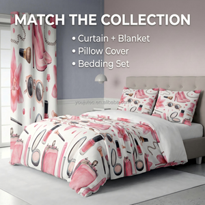 Rideau occultant de luxe européen à motif de maquillage numérique, thème de créateur de mode et de beauté, occultant 95 % de la lumière, thermique - Product Image 5