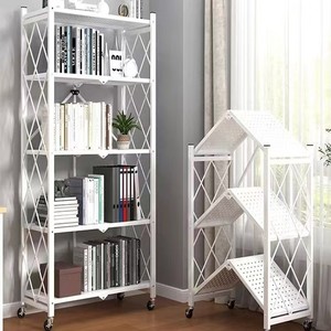 Scaffale <span class=keywords><strong>da</strong></span> Cucina Pieghevole a 5 Ripiani in Metallo di Alta Qualità, Regolabile Liberamente, con Ruote - Product Image 2